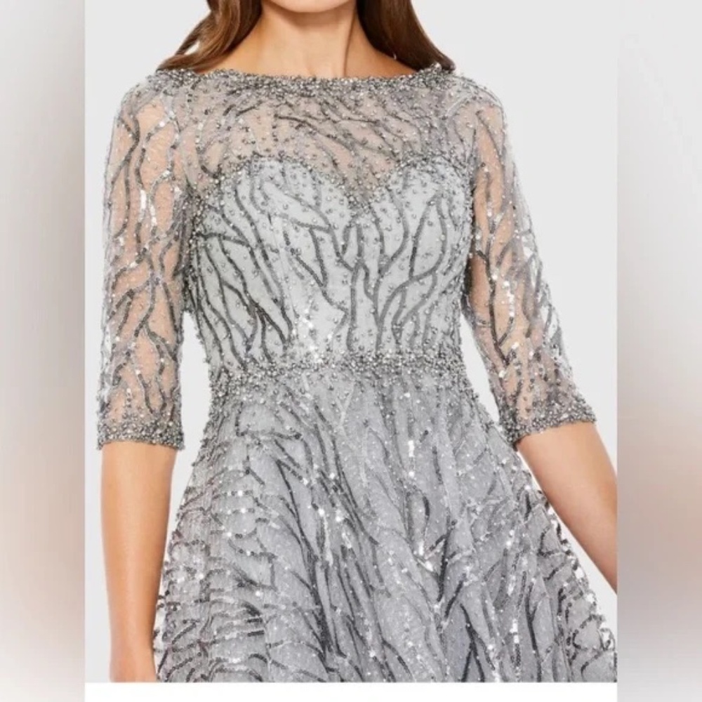 NWT Mac Duggal Embellished 3/4 Sleeve A Line Dress - size 4 - Picture 3 of 8